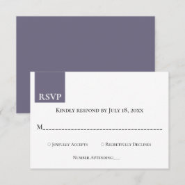 Minimal Retro Lila Gold Monogram Klassische Hochze RSVP Karte