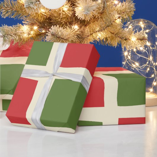 Minimal Retro Moderner Weihnachtsmann Karo Grosses Geschenkpapier (Feiertage)