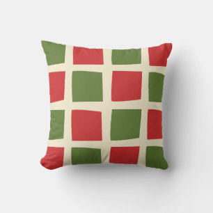 Minimal Retro Moderner Weihnachtsmann Karo Grosses Kissen