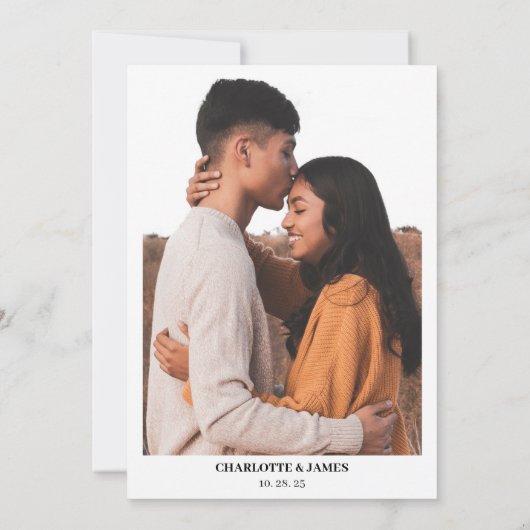 Minimal Retro Modernes Foto Skript Hochzeit Einladung (Rückseite)