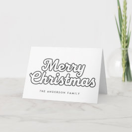 Minimal Retro Outline Script Merry Christmas Feiertagskarte