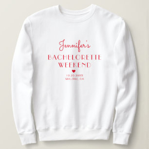 Minimal Retro Rot & Rosa Personalisiert Bacheloret Sweatshirt