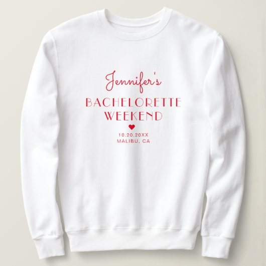 Minimal Retro Rot & Rosa Personalisiert Bacheloret Sweatshirt (Design vorne)