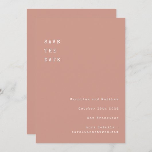 Minimal Retro Schreibmaschine Schriftart Wedding D Save The Date (Vorne/Hinten)