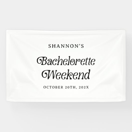 Minimal Retro Schwarz und Weiß Bachelorette Wochen Banner (Horizontal)