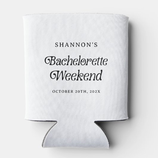 Minimal Retro Schwarz und Weiß Bachelorette Wochen Dosenkühler (Rückseite)