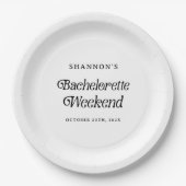 Minimal Retro Schwarz und Weiß Bachelorette Wochen Pappteller (Vorderseite)