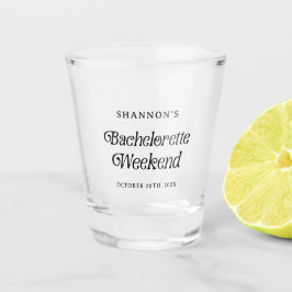 Minimal Retro Schwarz und Weiß Bachelorette Wochen Schnapsglas