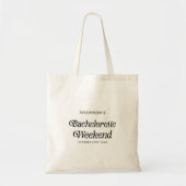 Minimal Retro Schwarz und Weiß Bachelorette Wochen Tragetasche (Vorne)