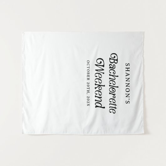 Minimal Retro Schwarz und Weiß Bachelorette Wochen Wandteppich (Vorderseite (Horizontal))