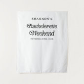 Minimal Retro Schwarz und Weiß Bachelorette Wochen Wandteppich (Vorderseite)