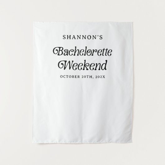 Minimal Retro Schwarz und Weiß Bachelorette Wochen Wandteppich (Vorderseite)