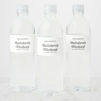 Minimal Retro Schwarz und Weiß Bachelorette Wochen Wasserflaschenetikett