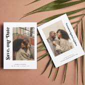 Minimal Retro Schwarz-weiß 2 Fotos Website Hochzei Save The Date