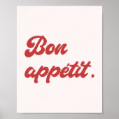 Minimal Retro Script 'Bon Appétit' Küche Poster (Vorne)