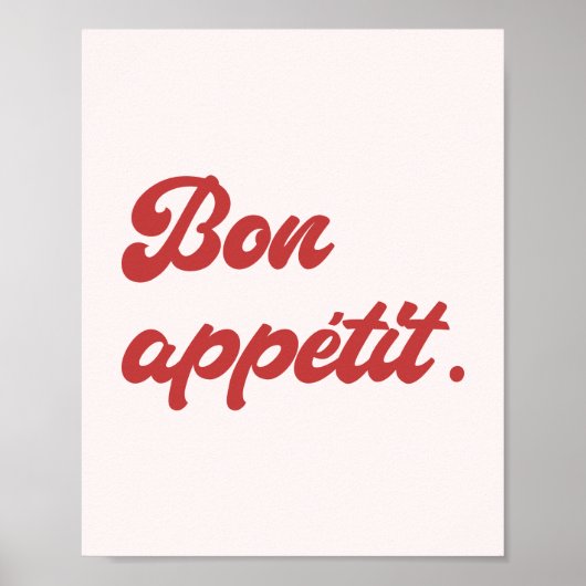 Minimal Retro Script 'Bon Appétit' Küche Poster (Vorne)