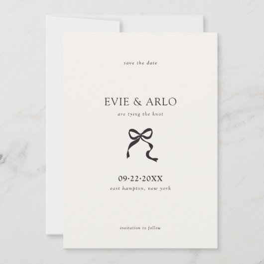 Minimal Ribbon Wedding Save The Date (Vorderseite)