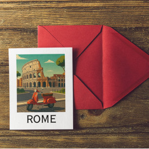 Minimal Rom Italien Kolosseum Vintage Reise Postkarte