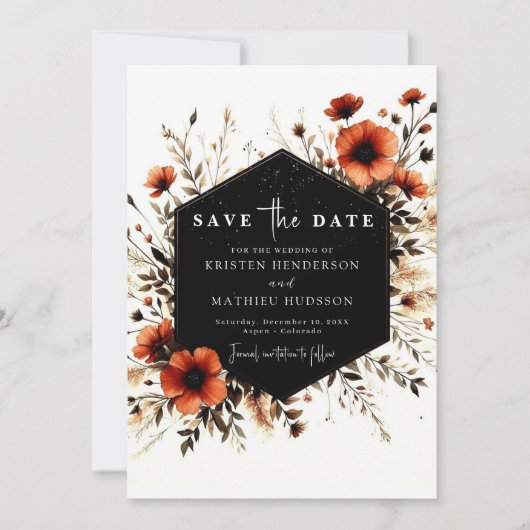 Minimal Romantische Hochzeit Terracotta Save The Date (Vorderseite)