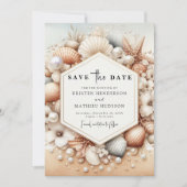 Minimal Romantischer Strand Hochzeit Save The Date (Vorderseite)