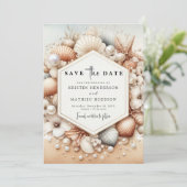 Minimal Romantischer Strand Hochzeit Save The Date (Stehend Vorderseite)