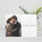 Minimal romantisches Foto Hochzeit Dankeskarte (Stehend Vorderseite)