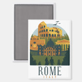 Minimal Rome Colosseum Vintage Travel Magnet (Vorderseite/Rückseite)