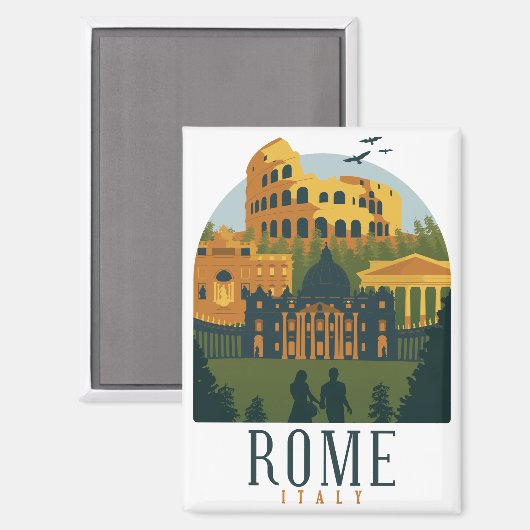Minimal Rome Colosseum Vintage Travel Magnet (Vorderseite/Rückseite)