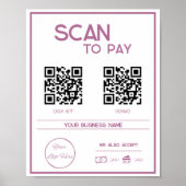 Minimal rosa 2 QR Codes Business Scan zu zahlen Poster (Vorne)