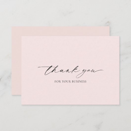Minimal Rosa Einfache Elegante Modernes Business Dankeskarte (Vorne/Hinten)