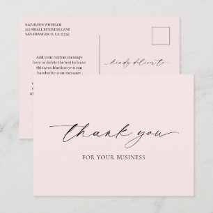 Minimal Rosa Elegantes Modernes Dankeschön Postkarte