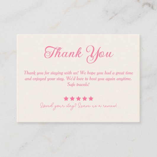 Minimal rosa Leaf Verleih dank Karte (Vorderseite)