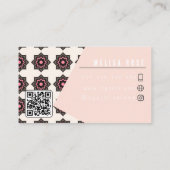 Minimal rosa mit Muster und QR-Code Visitenkarte (Rückseite)