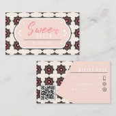Minimal rosa mit Muster und QR-Code Visitenkarte (Vorne/Hinten)