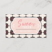 Minimal rosa mit Muster und QR-Code Visitenkarte (Vorderseite)