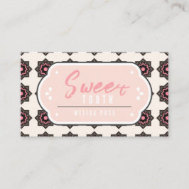 Minimal rosa mit Muster und QR-Code Visitenkarte