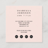 Minimal Rosa QR Code Social Media Icons Quadratische Visitenkarte (Rückseite)