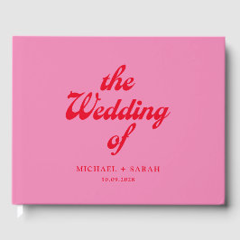 Minimal rosa Retro Hochzeit Gästebuch