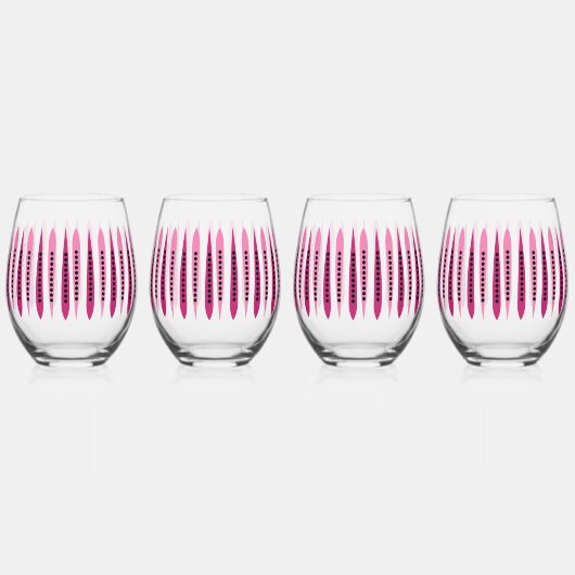 Minimal rosa Retro Inspiriert Weinglas Ohne Stiel (Vorderseite)