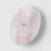 Minimal rosa Rose Abstrakte Funkelnd Weiße Pastel Runde Wanduhr (Winkel)