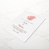 Minimal Rosa Rose Blütenfarben Hochzeit Gold Folieneinladung (Gedreht)