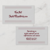 Minimal rosa Streifen auf Grau Elegante Kunstwerke Visitenkarte (Vorne/Hinten)