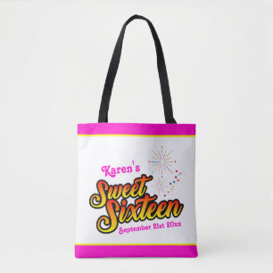 Minimal rosa und gelb Streifen Bands 16 . Geburtst Tasche