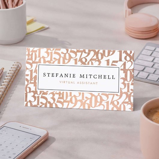 Minimal Rose Gold Virtual Assistant Visitenkarte