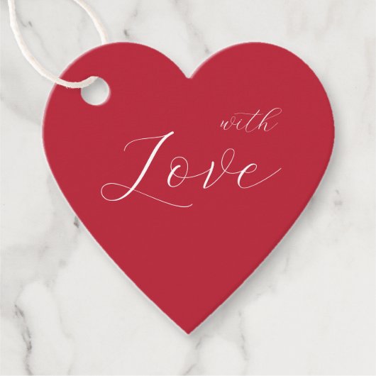 Minimal rot mit Liebe Herz Geschenkanhänger (Vorderseite)
