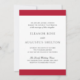 Minimal rot und schwarz Elegante Moderne Hochzeit Einladung