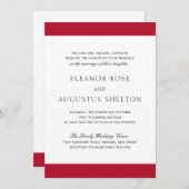 Minimal rote Moderne in einer Hochzeit Einladung (Vorne/Hinten)