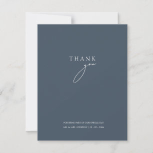 Minimal Royal Blue Opulence Script Foto Wedding Dankeskarte