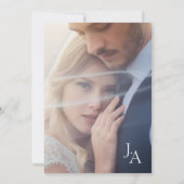 Minimal Royal Blue Opulence Script Foto Wedding Einladung (Rückseite)