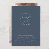Minimal Royal Blue Opulence Script Foto Wedding Einladung (Vorne/Hinten)